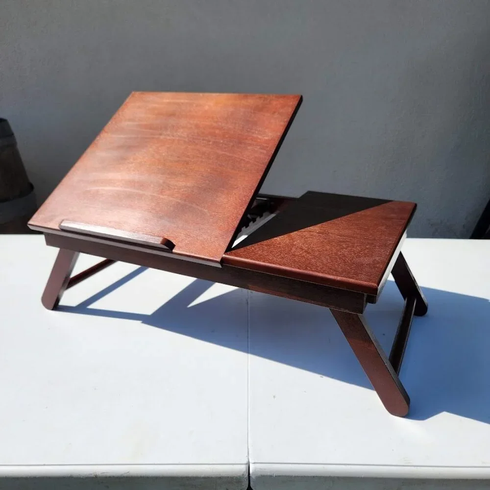 NEW Walnut Winsome Alden Bed Laptop Tray Lap Desk Reading Workstation W/ Drawer